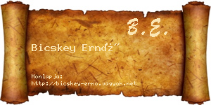 Bicskey Ernő névjegykártya